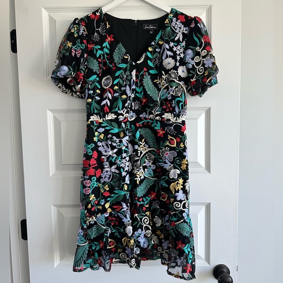 Sam Edelman Puff-Sleeve Mesh Embroidered Dress - Picture 3 of 10